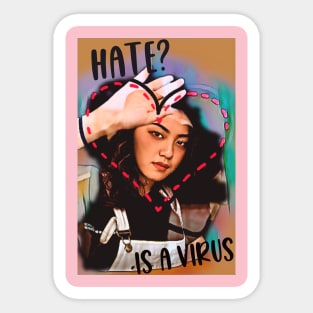 Hate is a Virus (Asian girl inside dotted heart) Sticker